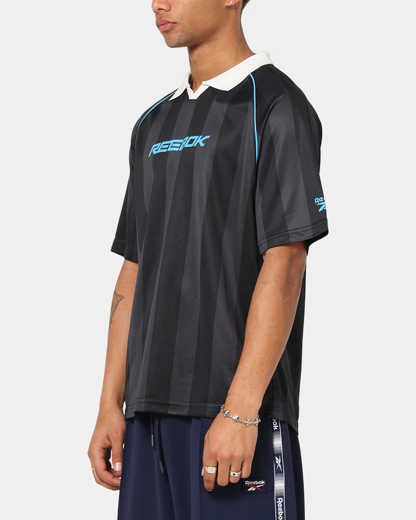 Hollow Core Fiber Reebok Retro Footy Polo T-Shirt Black