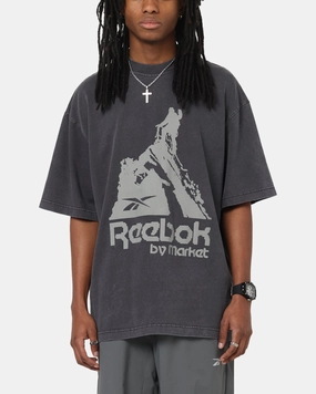 Reebok X Market Graphic T-Shirt Black/Silver Trendy Vibes Wear WrinkleFreeFabric