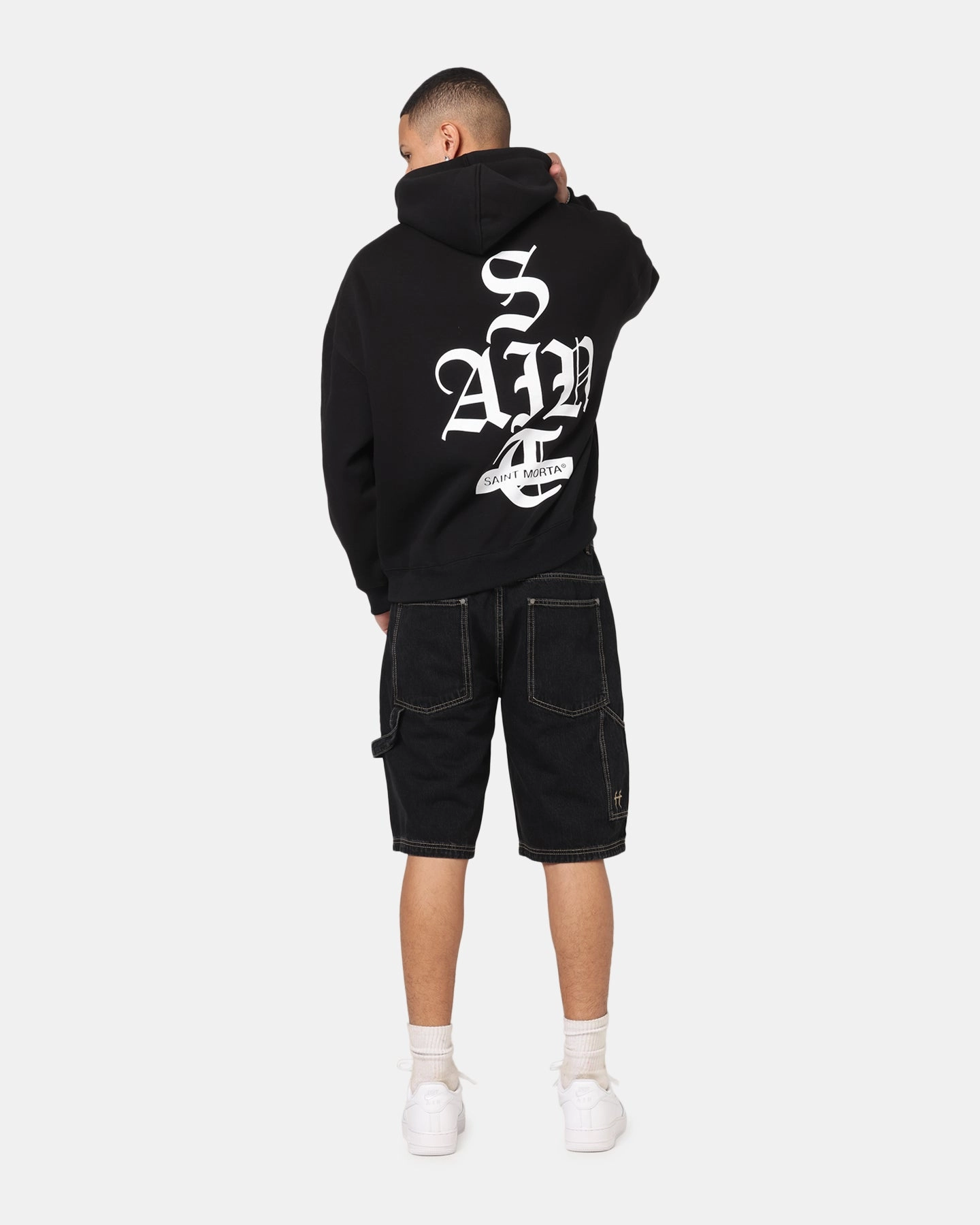 easy to transport Saint Morta Gothic Stack Boxy Hoodie Black