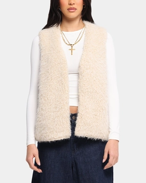 XXIII Fur Vest Cream Smart Look Wrinkle Resistant Material