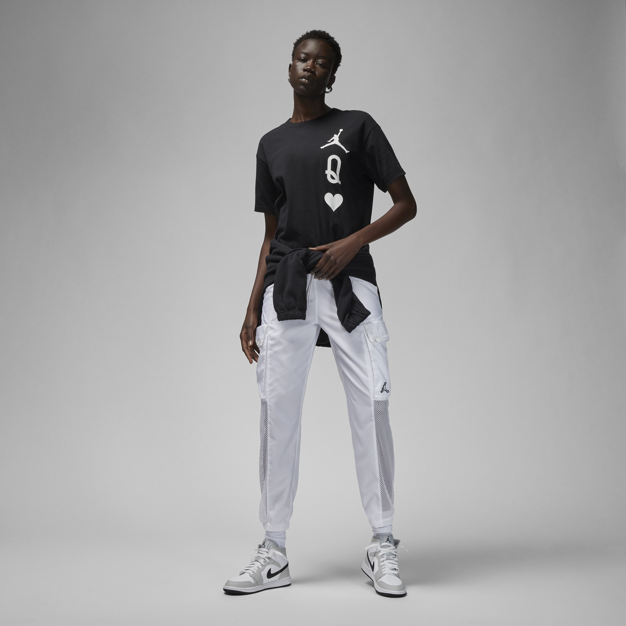 Reflective Piping Details Womens Jordan Flight Queen of Hearts T-Shirt Four Way Stretch Material