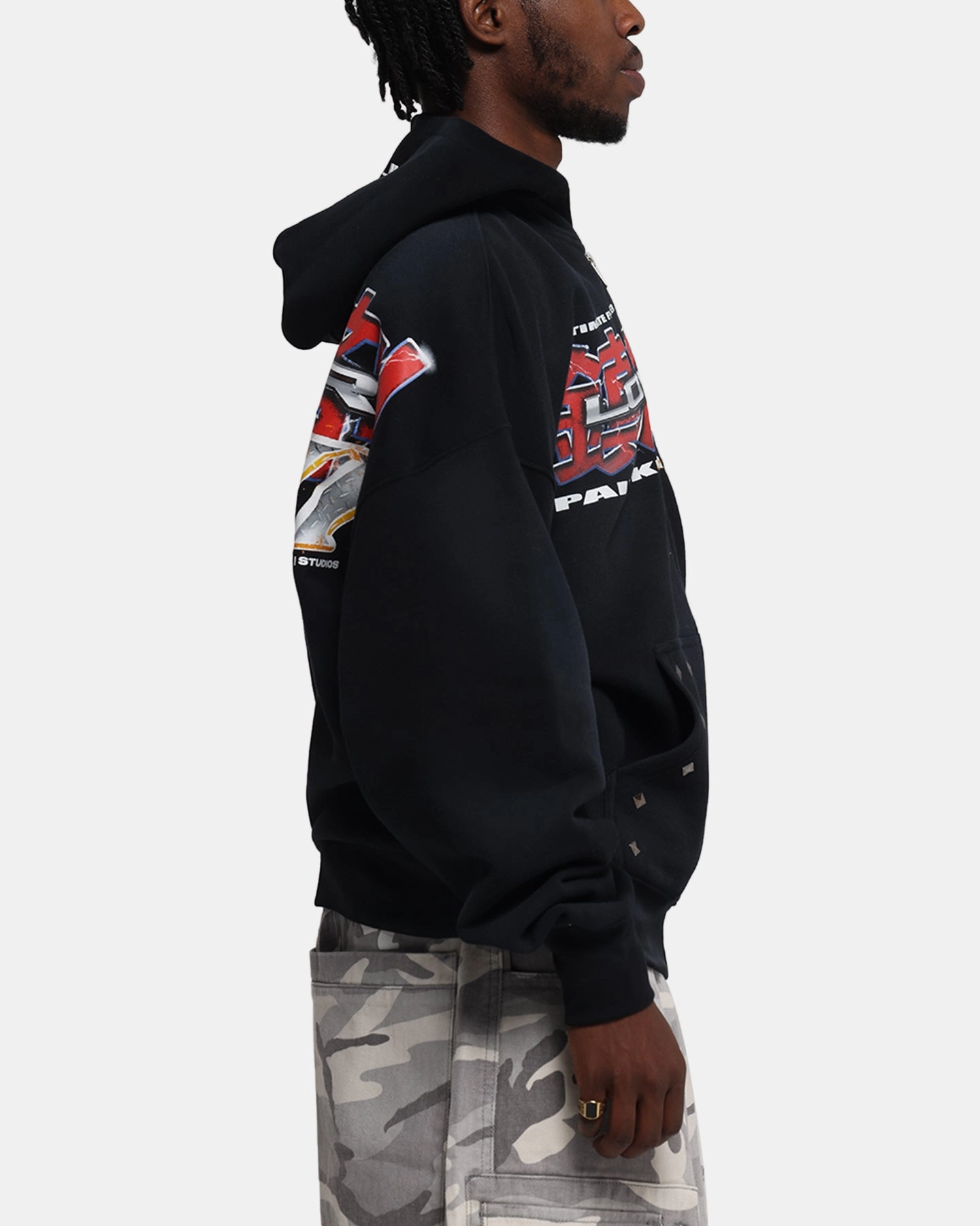 Loiter Fighter Zip Up Hoodie Washed Black Softshell Technology Cozy Outerwear