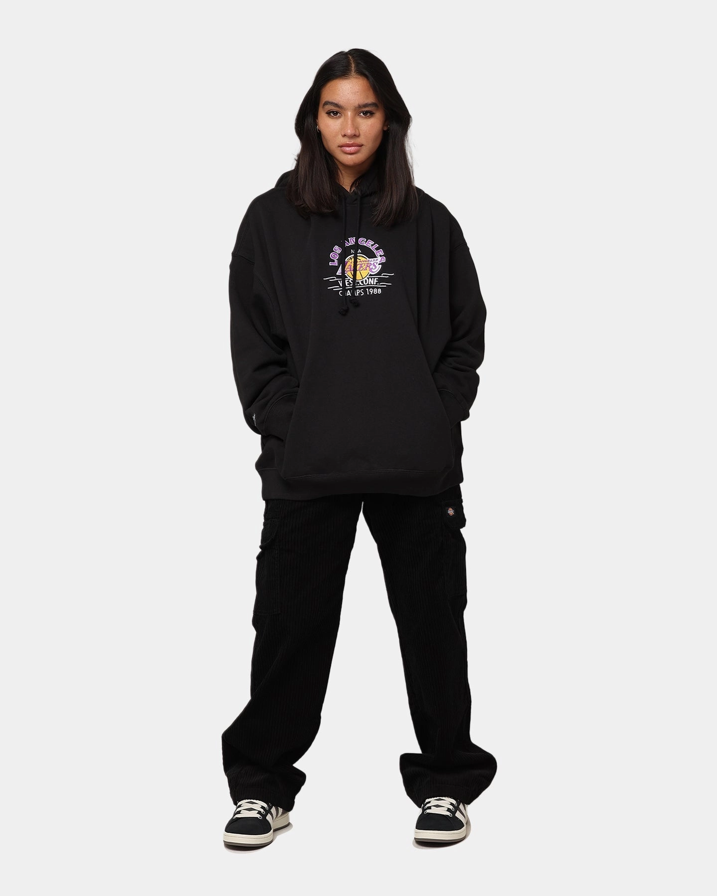 Mitchell & Ness Los Angeles Lakers Letterman Hoodie Black morning ZipperClosure