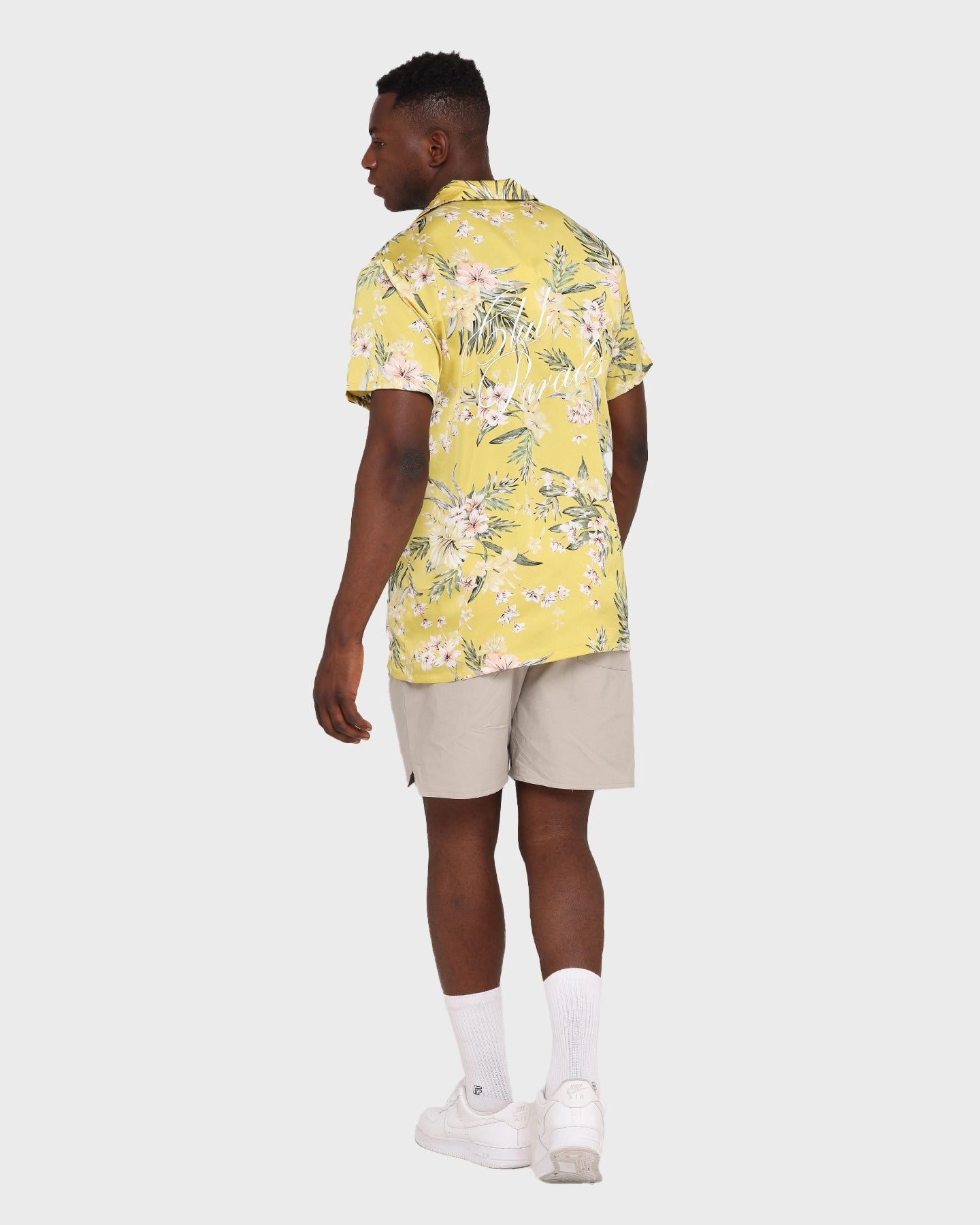 Club Paradise Lounge Shirt Yellow Coastal Vibes V-neck style