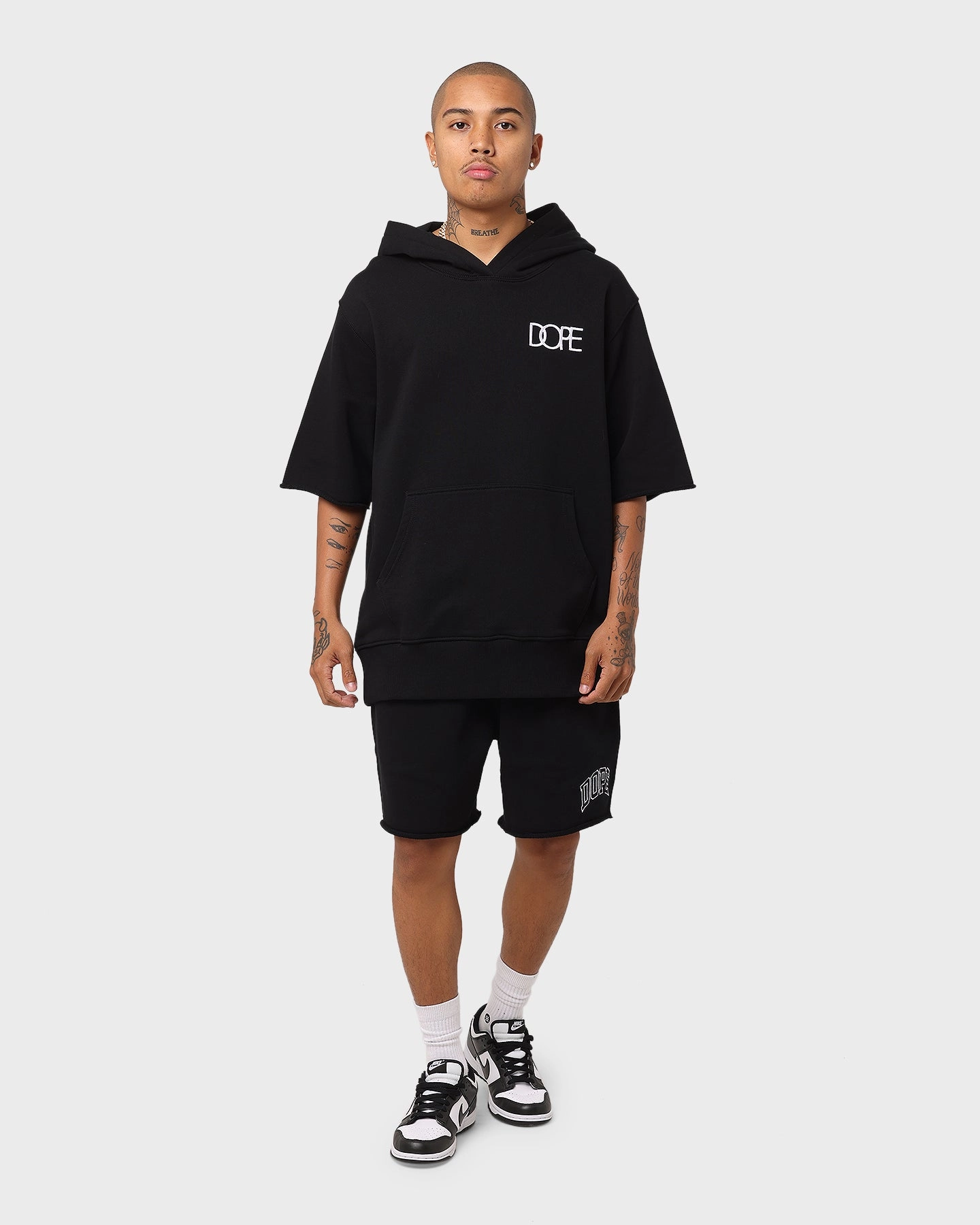 Dream Eyeliner Dope Raw Cut Off Hoodie Black/White