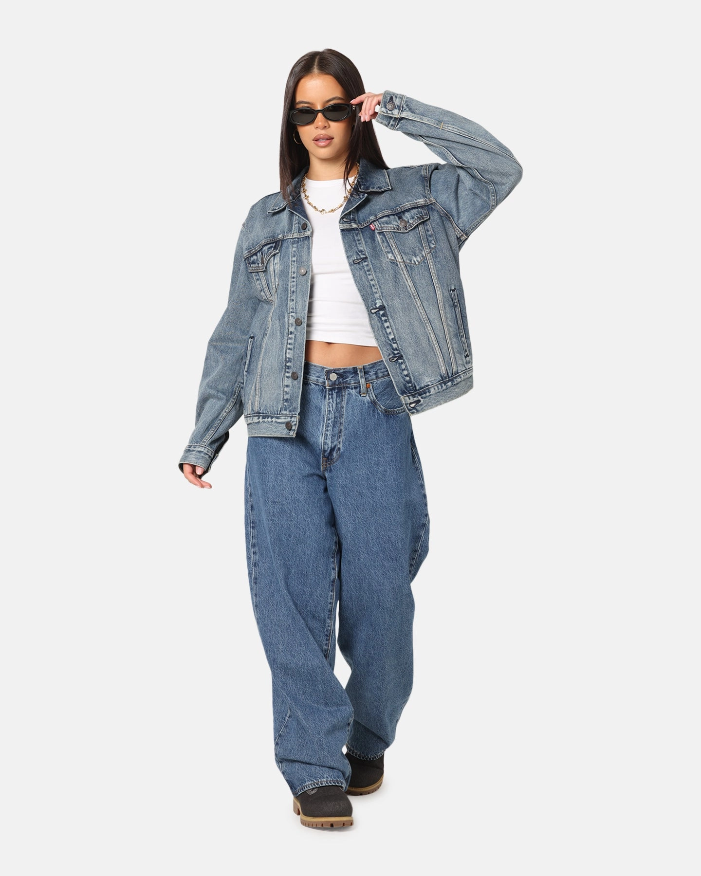 Levi Strauss And Co Denim Trucker Jacket Sky Sporty Style neutral - colored