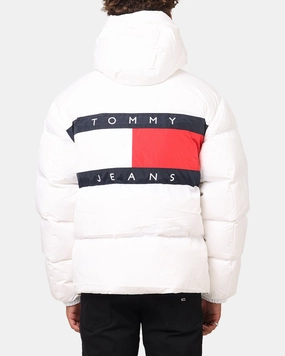 Tommy Jeans TJM Flag Back Puffer Jacket White Essential Warmth