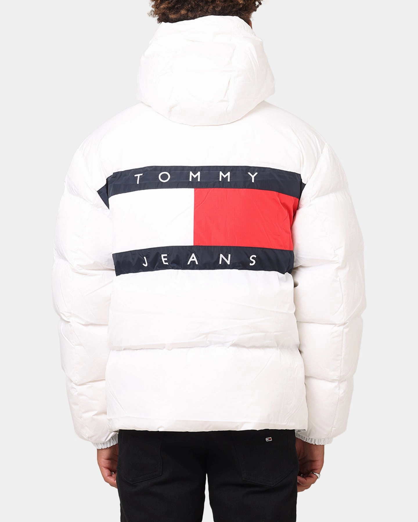 Tommy Jeans TJM Flag Back Puffer Jacket White Essential Warmth