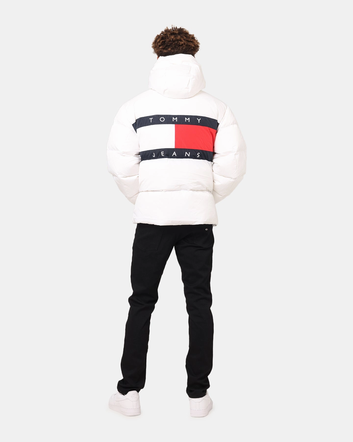 AntiStatic Lining Tommy Jeans TJM Flag Back Puffer Jacket White