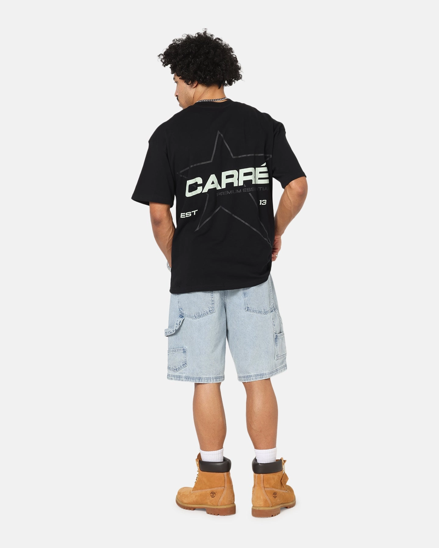 Comfort and Breathable Carre Outlined T-Shirt Black