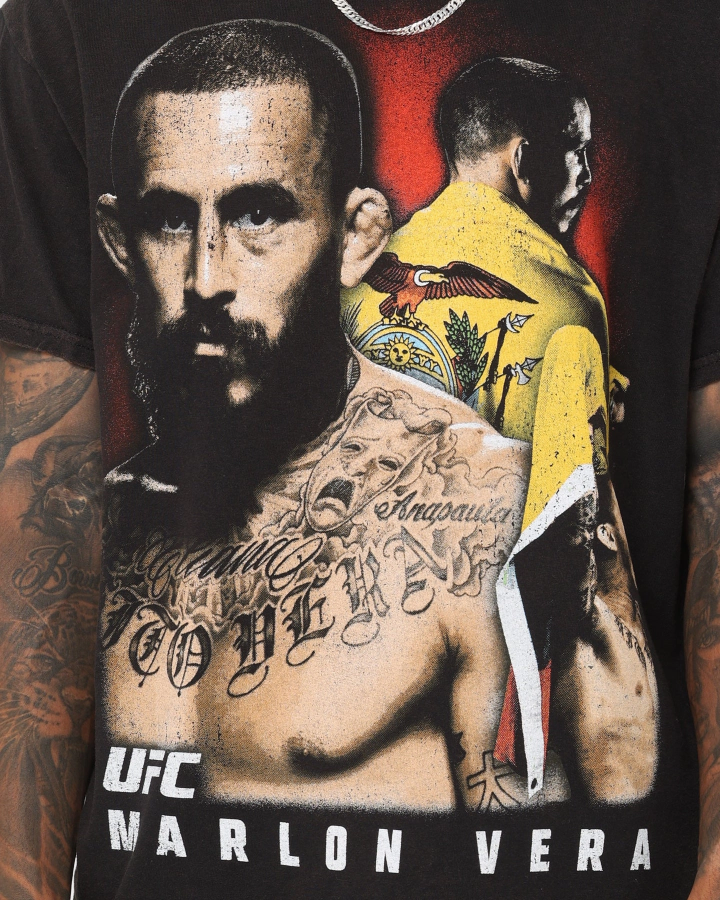 UFC By Goat Crew Marlon Vera Vintage T-Shirt Black Wash Laser Cut Edges Date night