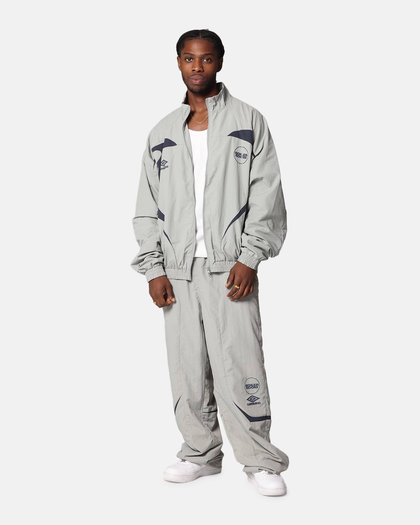 Boiler Room X Umbro Shell Track Jacket Grey Ergonomic Pattern train journey
