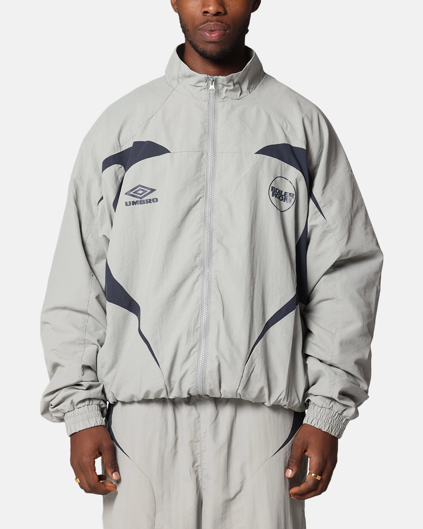 Boiler Room X Umbro Shell Track Jacket Grey warm material