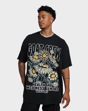 Goat Crew Heath And Wellness Vintage T-Shirt Black Wash Cool Weather Wear Quick Fit