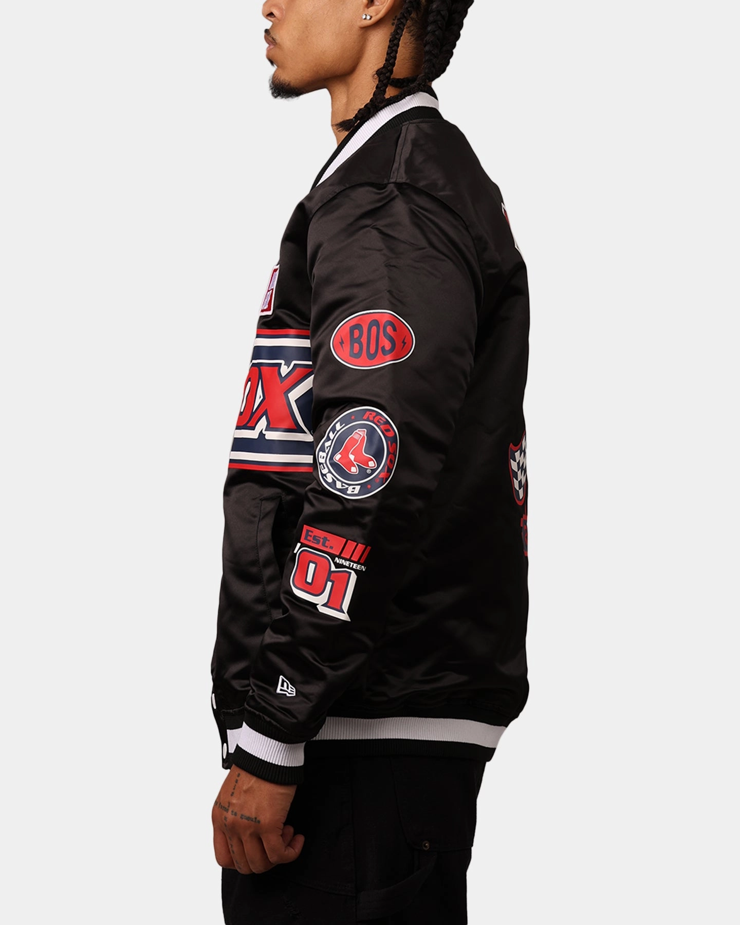 Booking Silk New Era Boston Red Sox 2024 Rally Drive Jacket Black/White