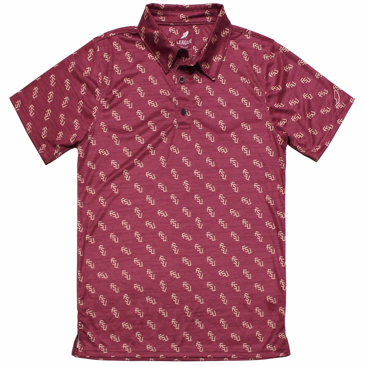 Statement Piece Unmatched comfort League Men's Stacked FSU AOP Sublimated Polo - Garnet