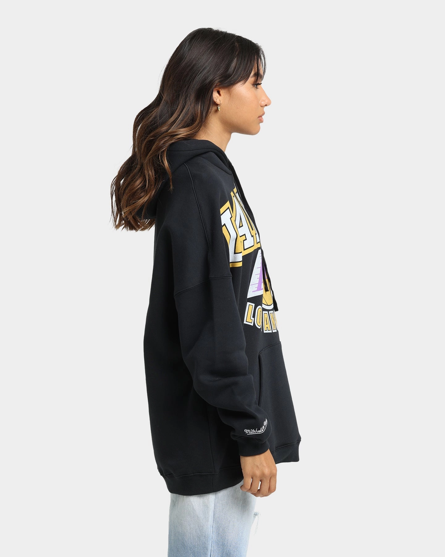 Mitchell & Ness Los Angeles Lakers XL Invert Arch Vintage Hoodie Faded Black Smart Design Utility