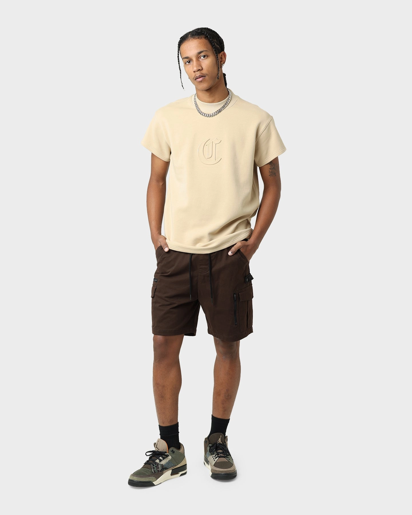 Elastic Band Carre Evolution Cargo Shorts Brown