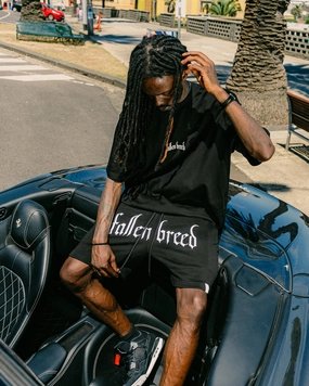 Fallen Breed Logo Sweat Shorts Black Zero Irritation Tags