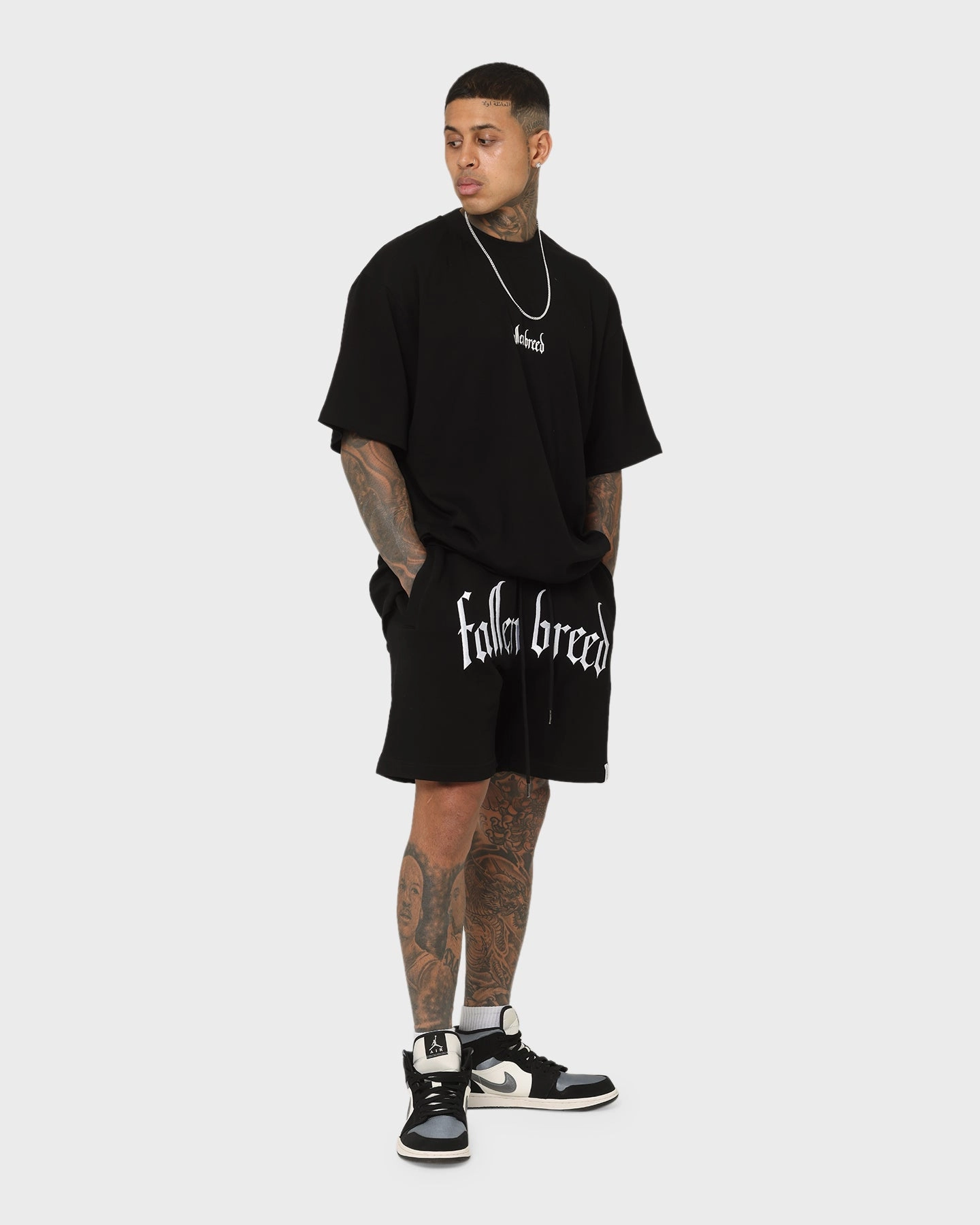 Moisture wicking Stylish Comfort Fallen Breed Logo Sweat Shorts Black
