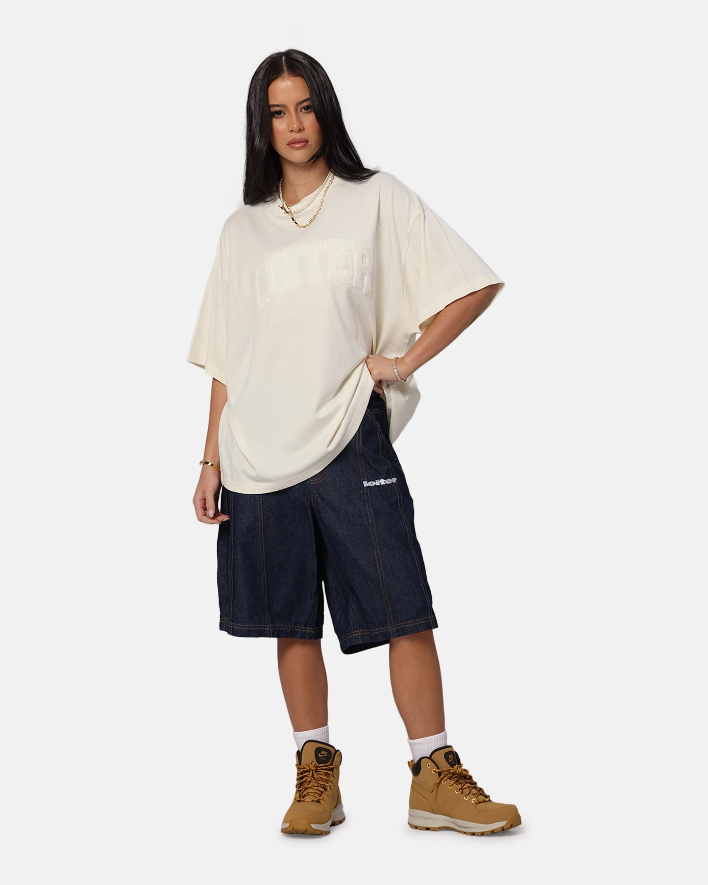 Sporty Style Loiter Arch Premium Boxy T-Shirt Off White