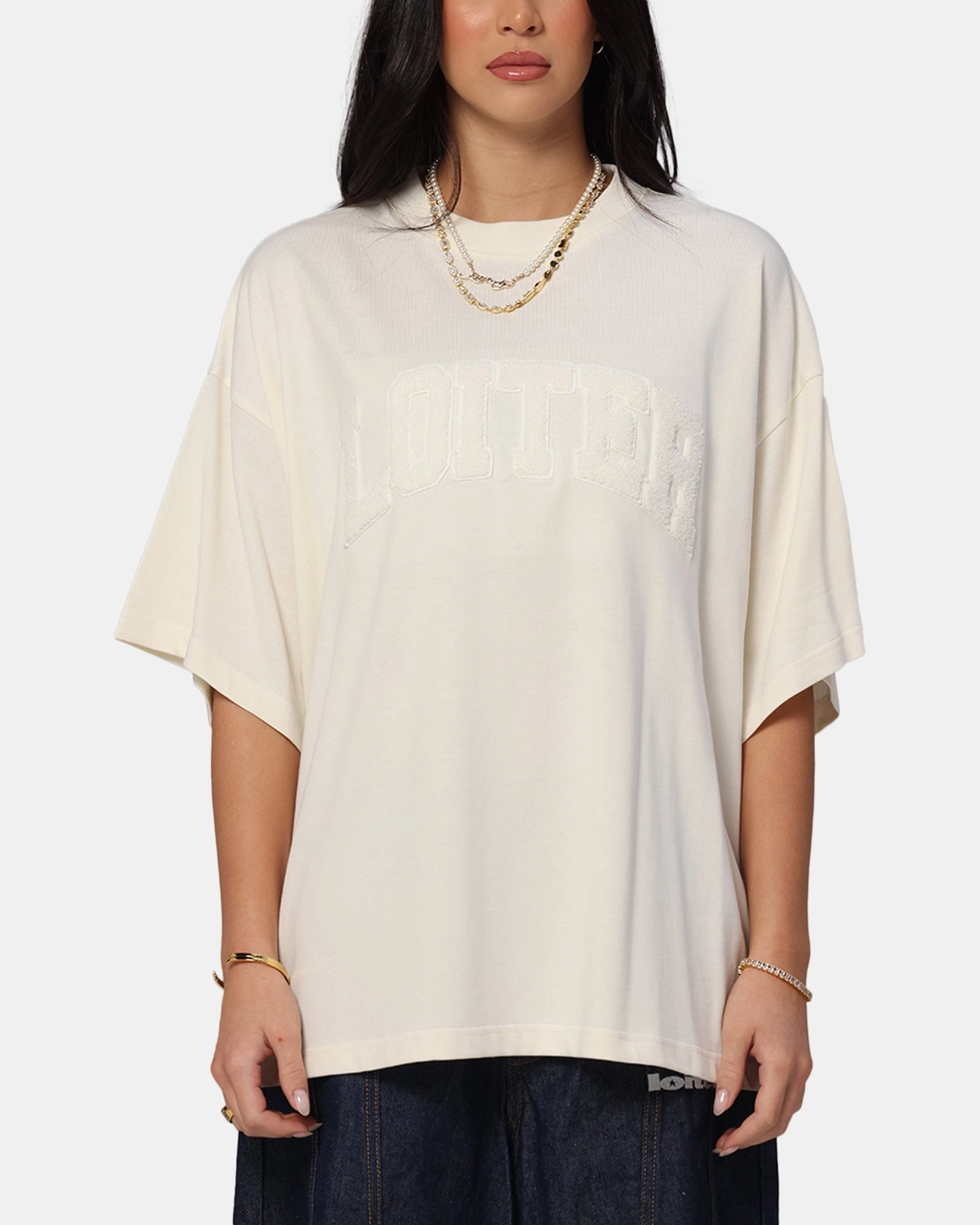 Loiter Arch Premium Boxy T-Shirt Off White Camping practicality