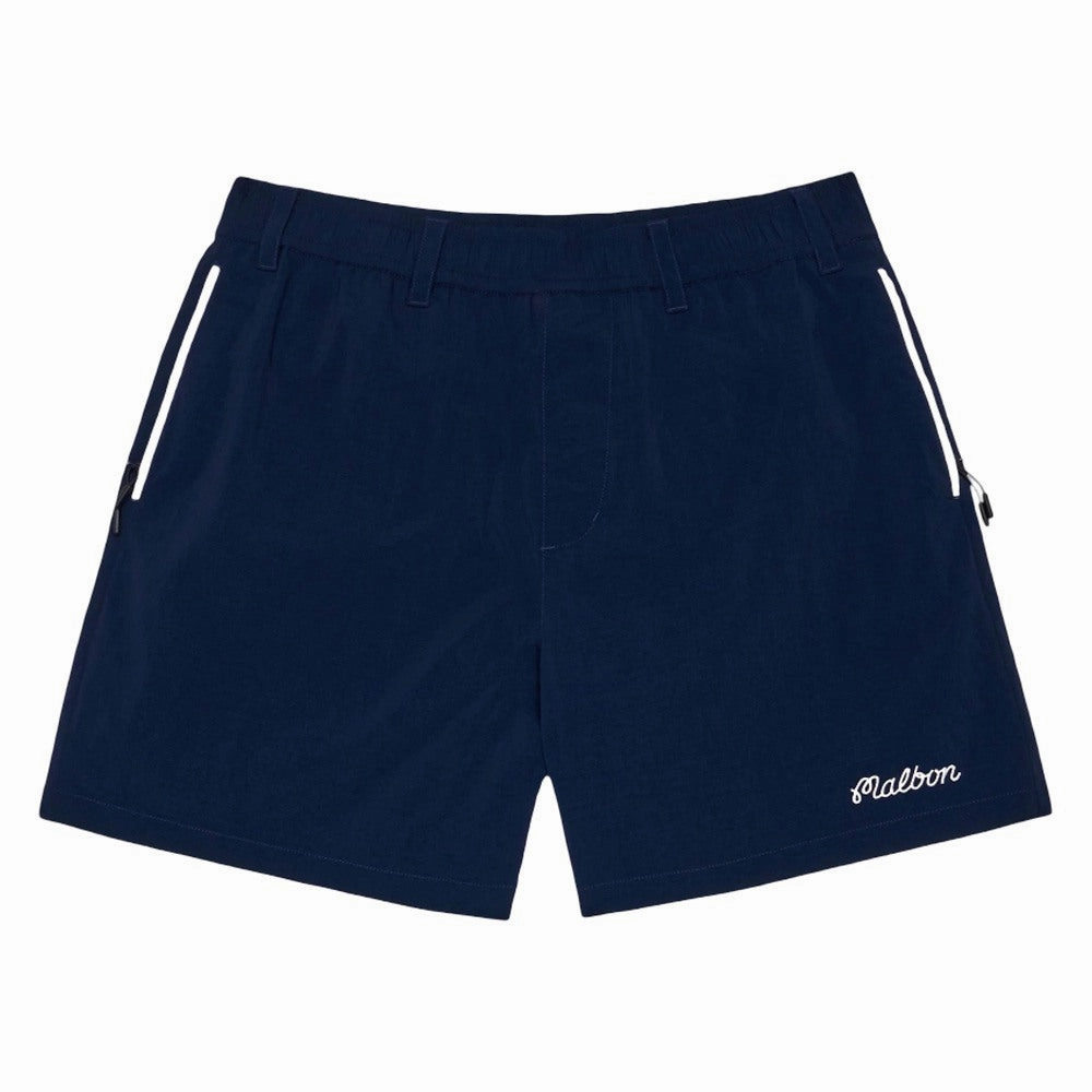 Versatile Layering Comfortable Waistband Malbon Riva Nylon Golf Shorts Navy - SS25 Men