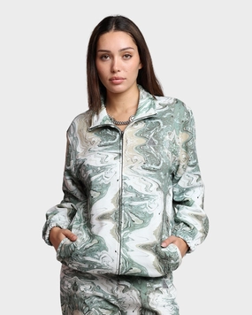 Bonded Zippers HUF Women's Swirl Oversized Fleece Full-Zip Jacket Olive