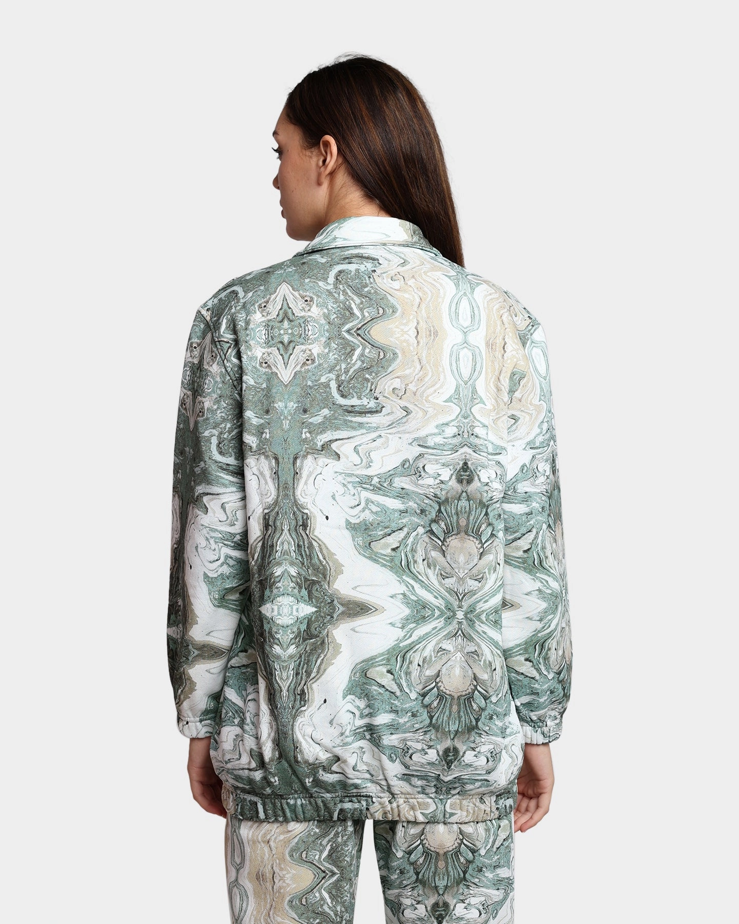 Cuffs Adjust Classic Zip Up HUF Women's Swirl Oversized Fleece Full-Zip Jacket Olive