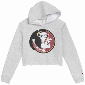 League Women's Vault Seminole Logo Cropped Hood - Ash Non Restrictive Cuffs Practical