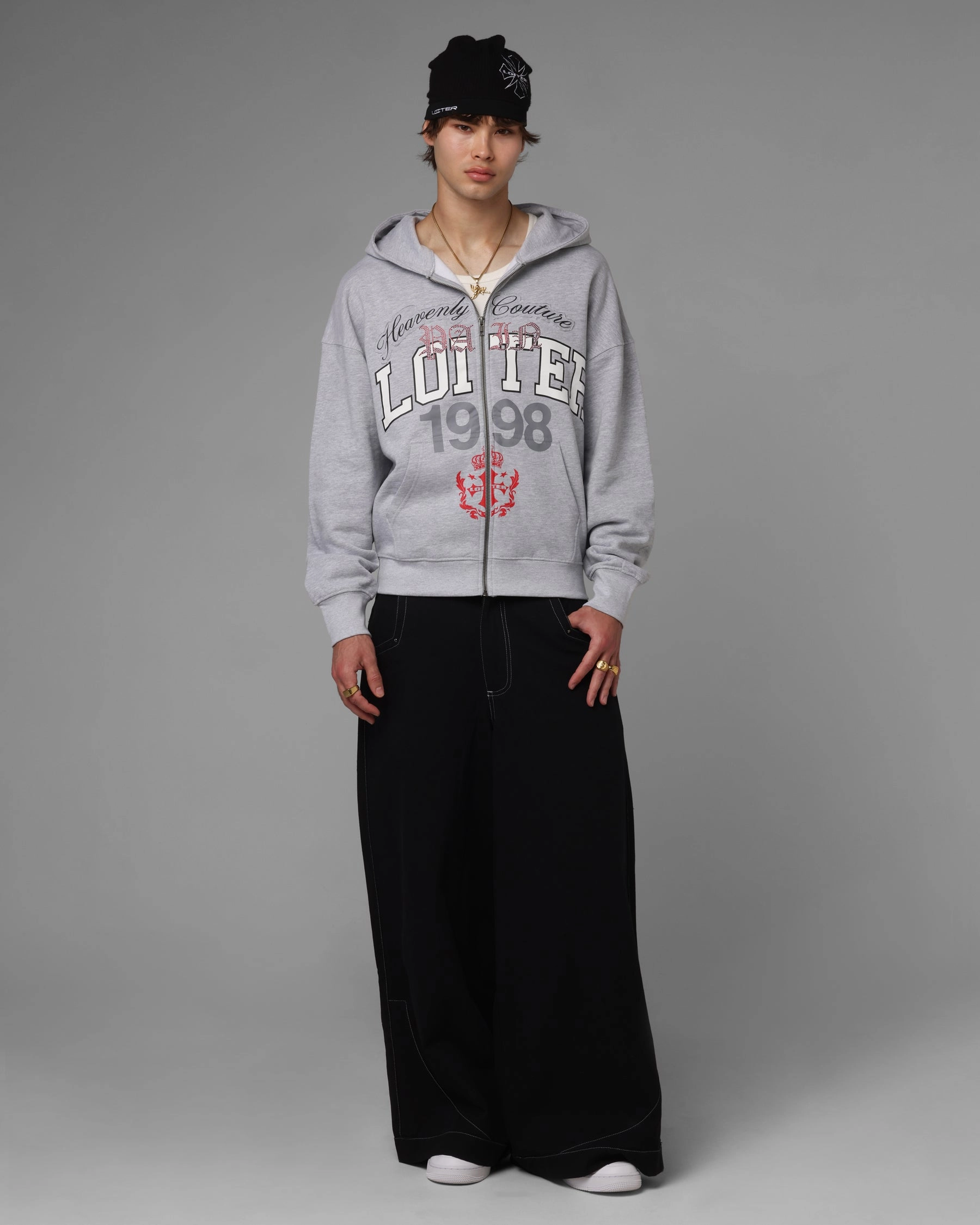 casual lunch Primaloft Insulation Loiter Drop Out Zip Hoodie Grey