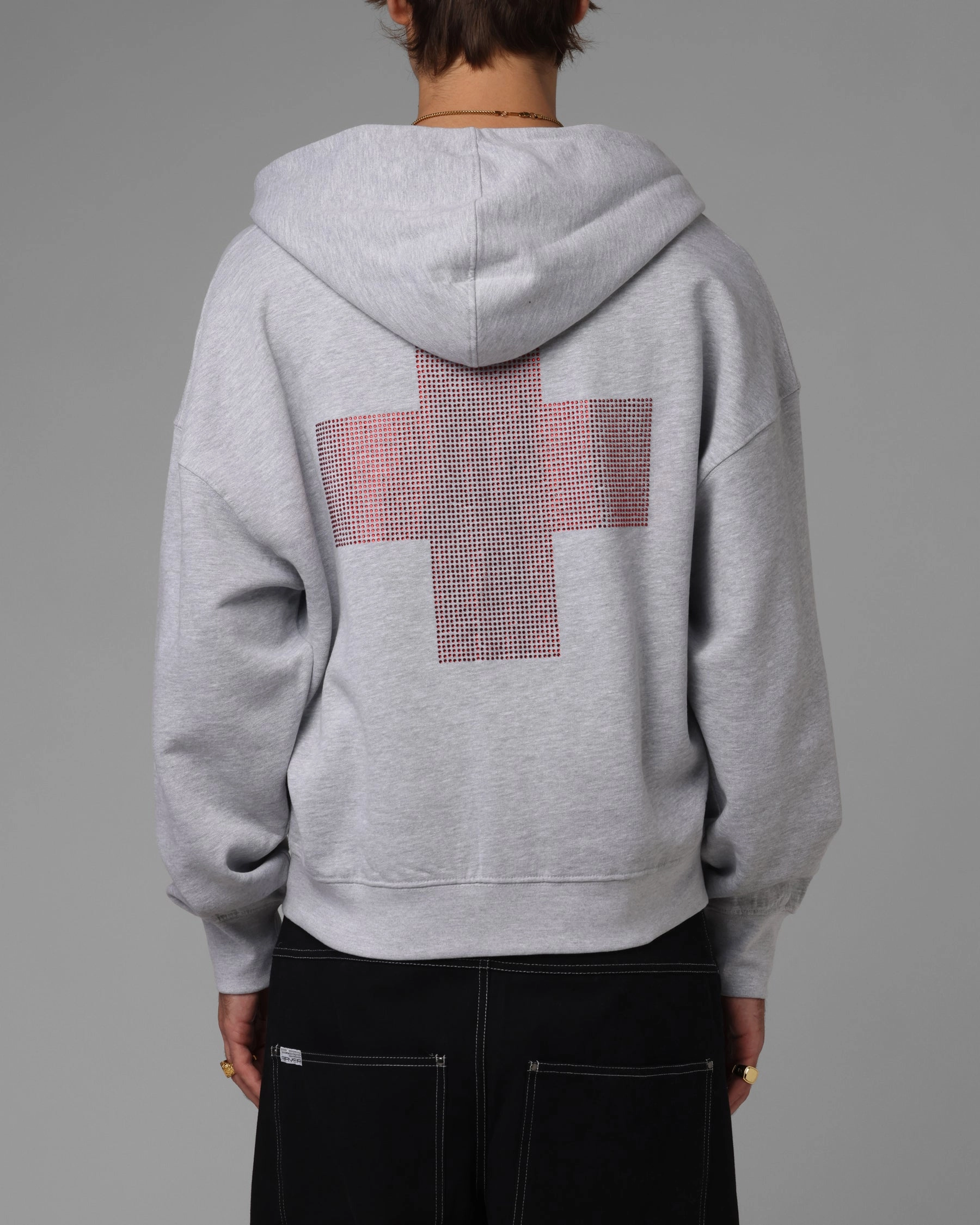 Loiter Drop Out Zip Hoodie Grey Lightweight Shield