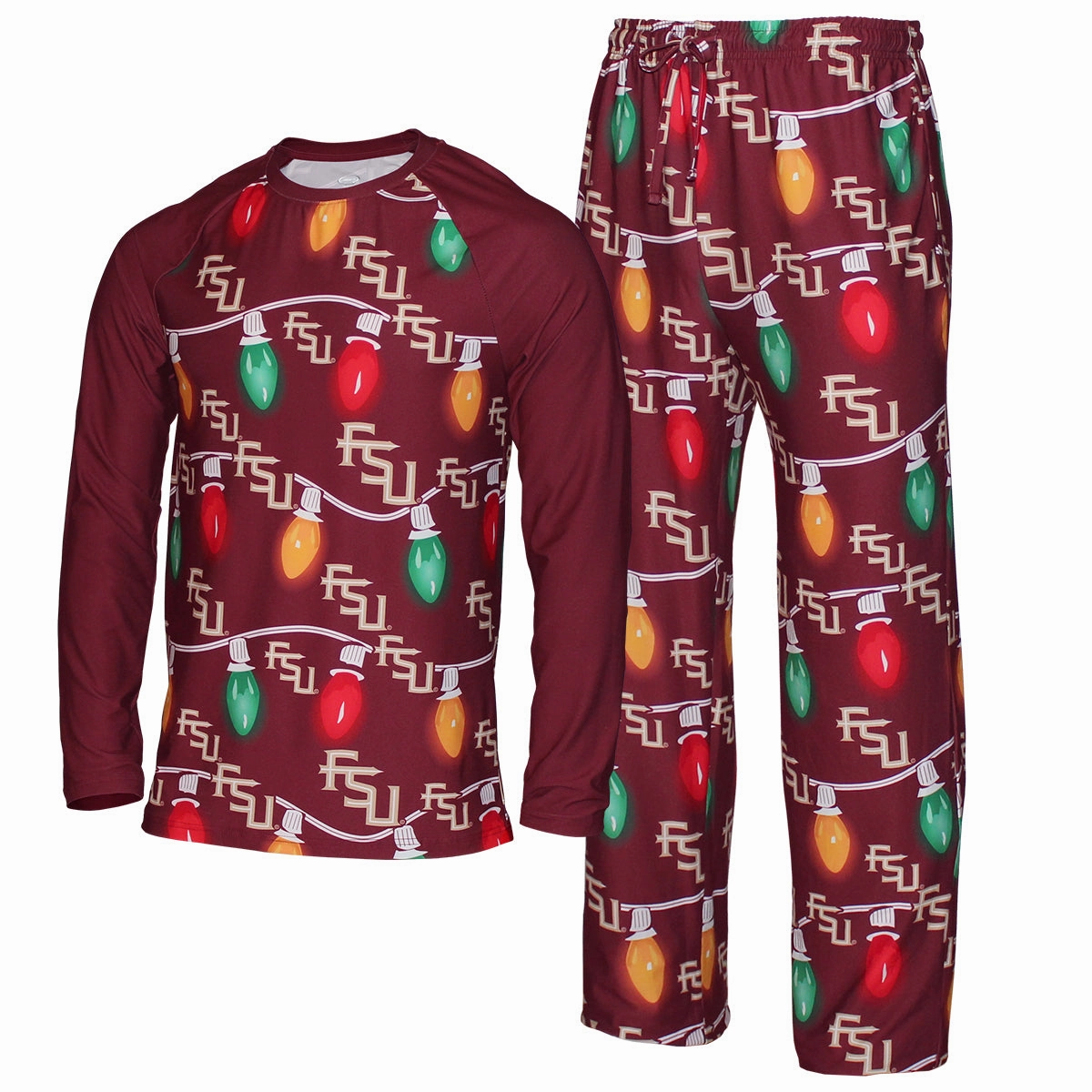 Reinforced Edges Concept Sports Men's Stacked FSU Stringed Light Design 2024 Holiday Sleep Set - Garnet