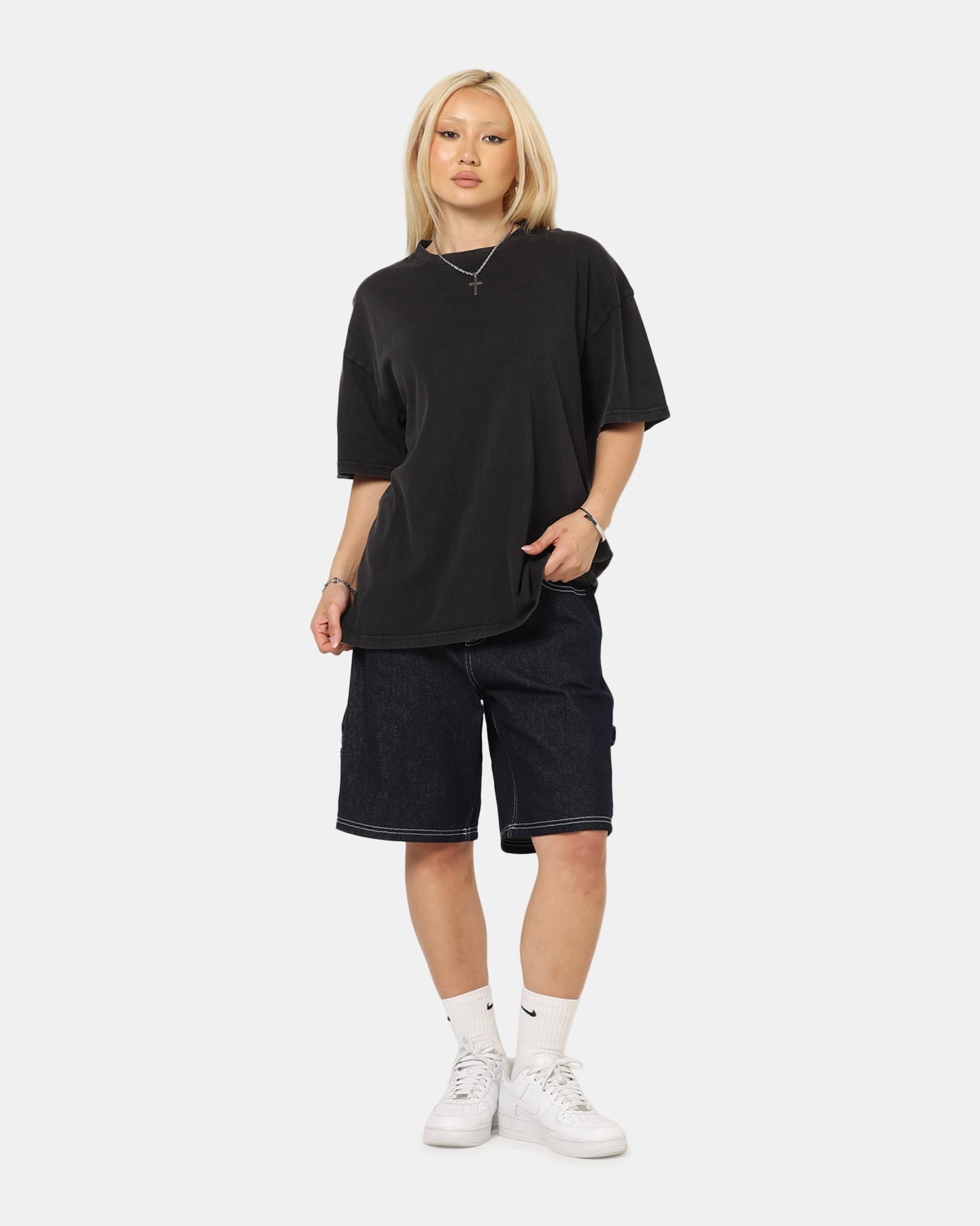 Culture Kings Standard Drop Shoulder T-Shirt Black Acidwash Light Trend