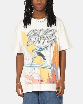 Textured Surface City Fashion 73 Studio Marvel Fantastic Four Silver Surfer Heavy T-Shirt Off White