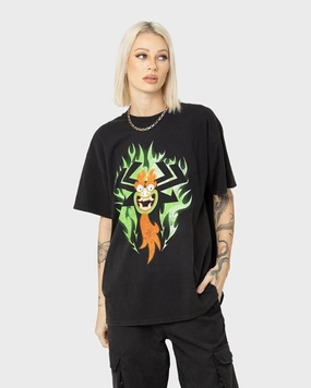 American Thrift X Samurai Jack Aku T-Shirt Black Wash Relaxed Style Sustainable Production Process
