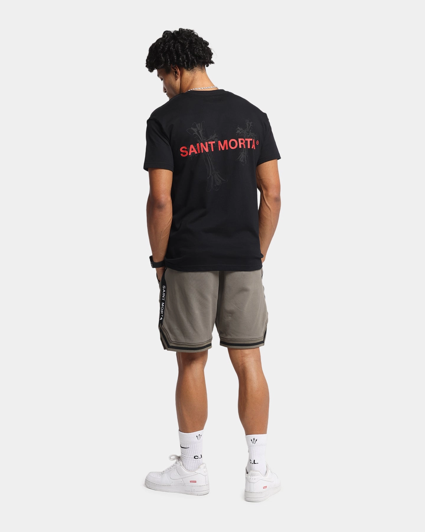 Saint Morta Memoriam Lafayette T-Shirt Black Durable Ribbed Hem Casual Everyday