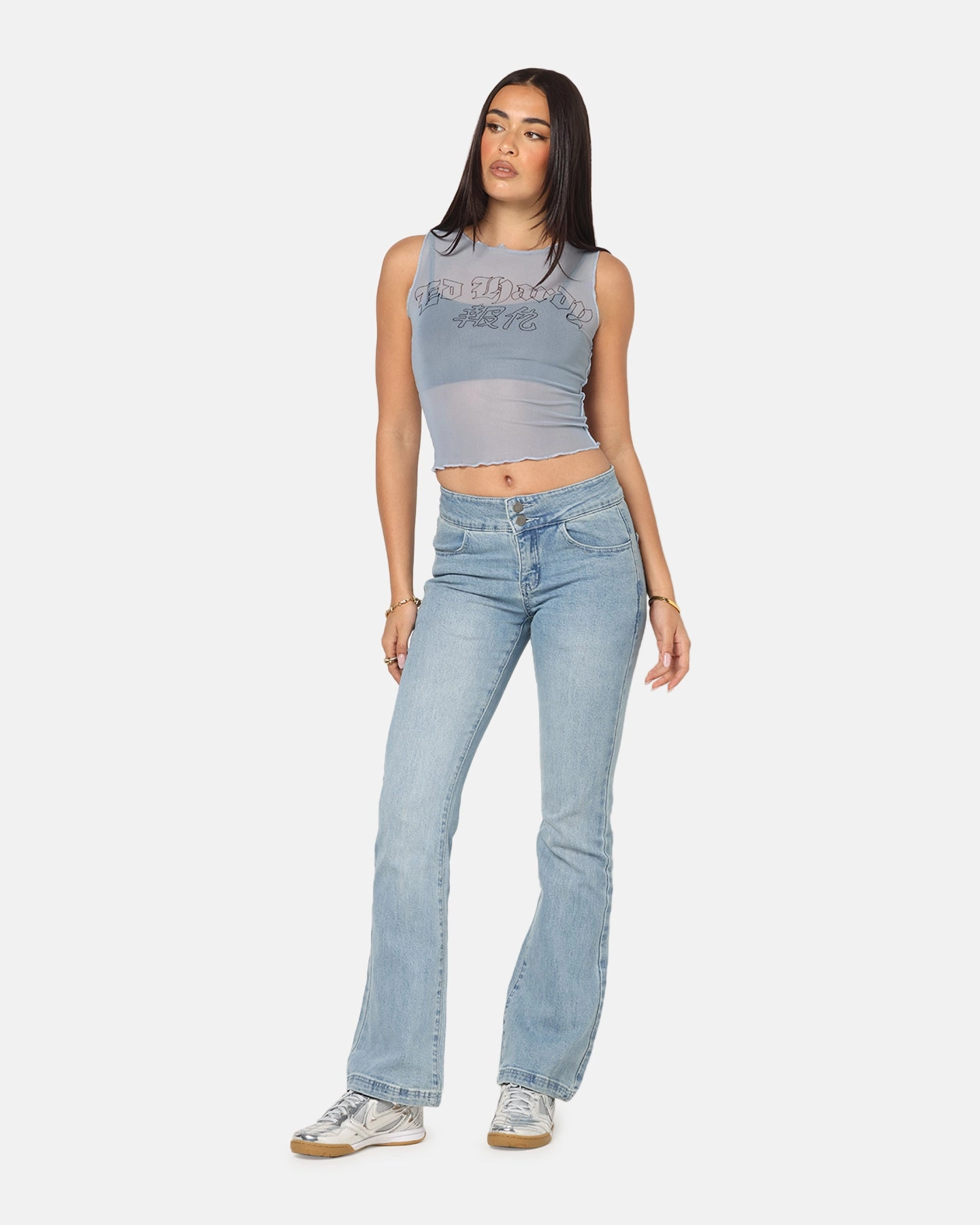 City Look Relaxed Thigh Cut Ed Hardy Women's Low Rise Skinny Jeans Blue Denim