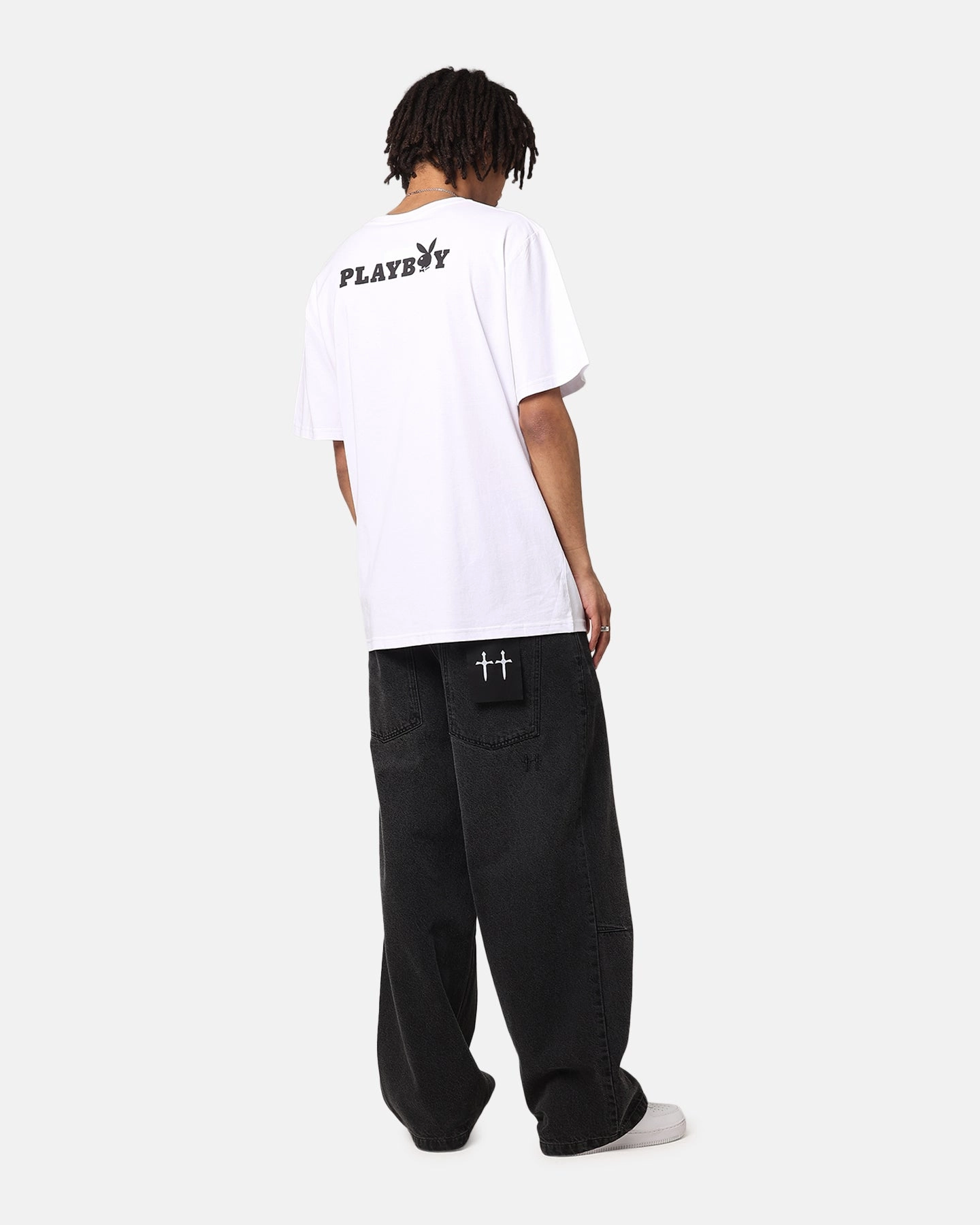 Playboy Logo Bunny O T-Shirt White Slim Fit Cut WrinkleFreeFabric