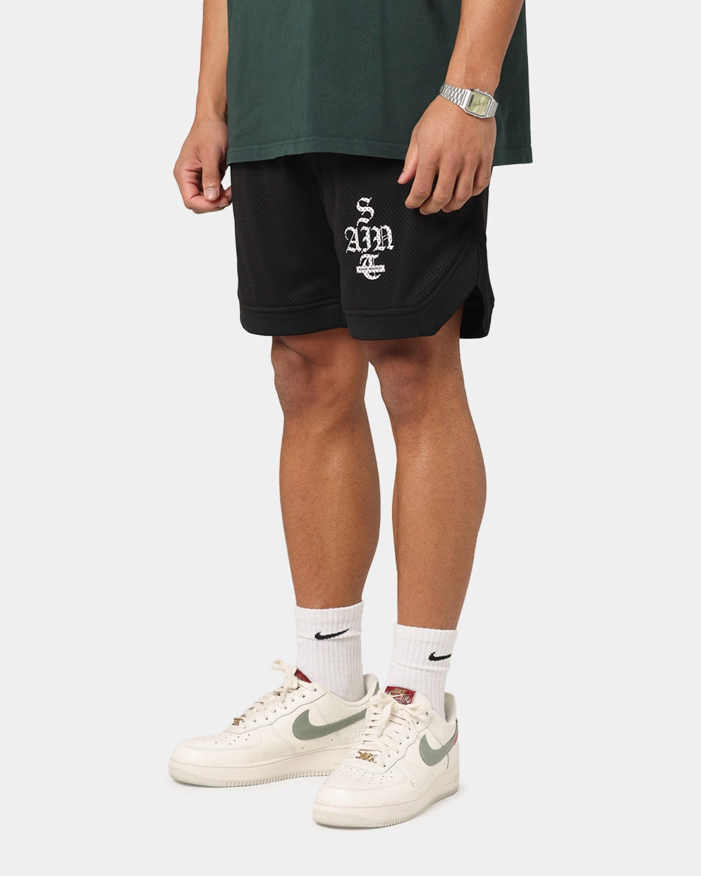 yoga clothing Saint Morta Gothic Stack Basketball Shorts Black
