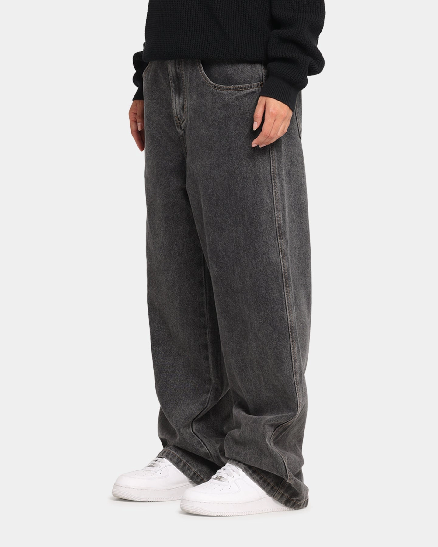 X-Large Baggy Bull Denim 91 Pants Washed Black Daily Wear Summer Vibes Music Event Street Cool
