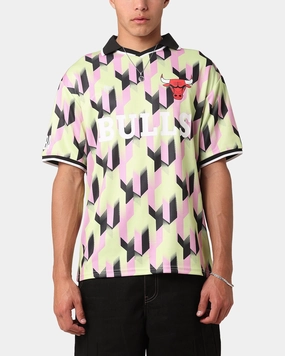 Comfort Collar Design Slim Fit Design New Era Chicago Bulls NBA Soccer T-Shirt Green Pastel