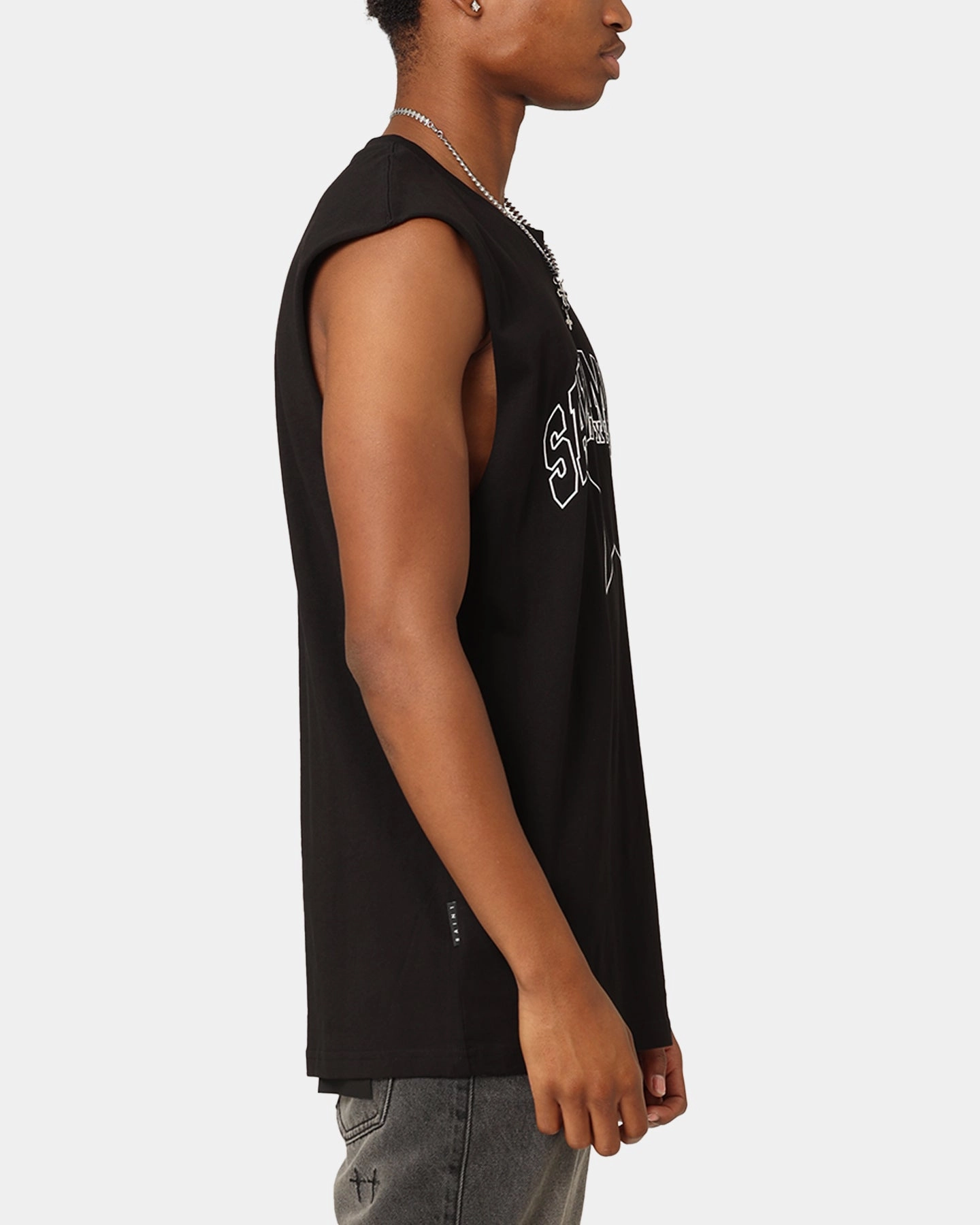 Breathable and Comfortable Saint Morta College Star Oversized Muscle T-Shirt Black