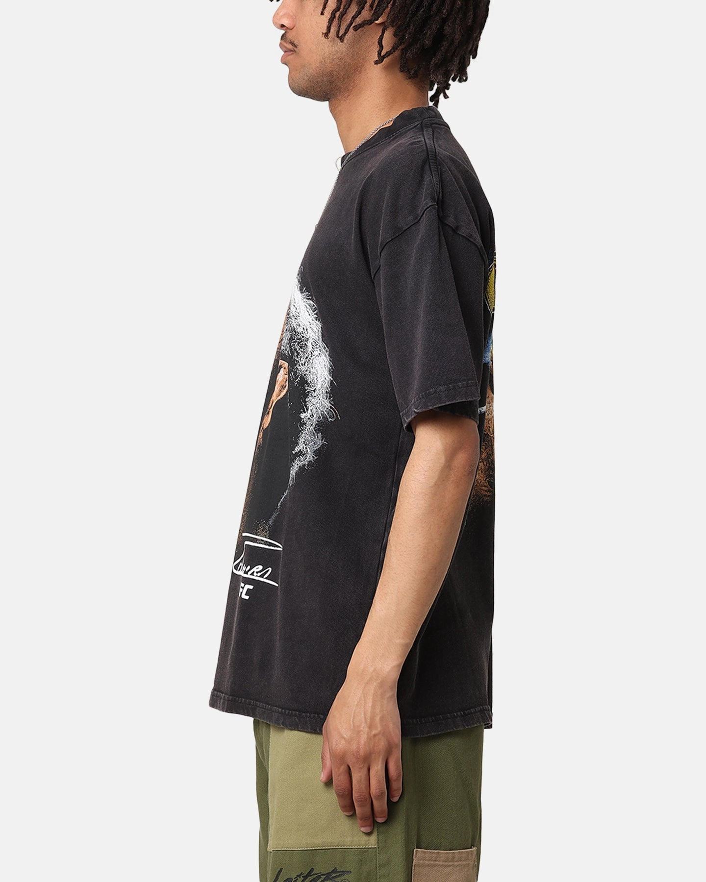 Biodegradable Textile Relaxed Design UFC By Culture Kings Charles Oliveira Signature Vintage T-Shirt Black Acidwash