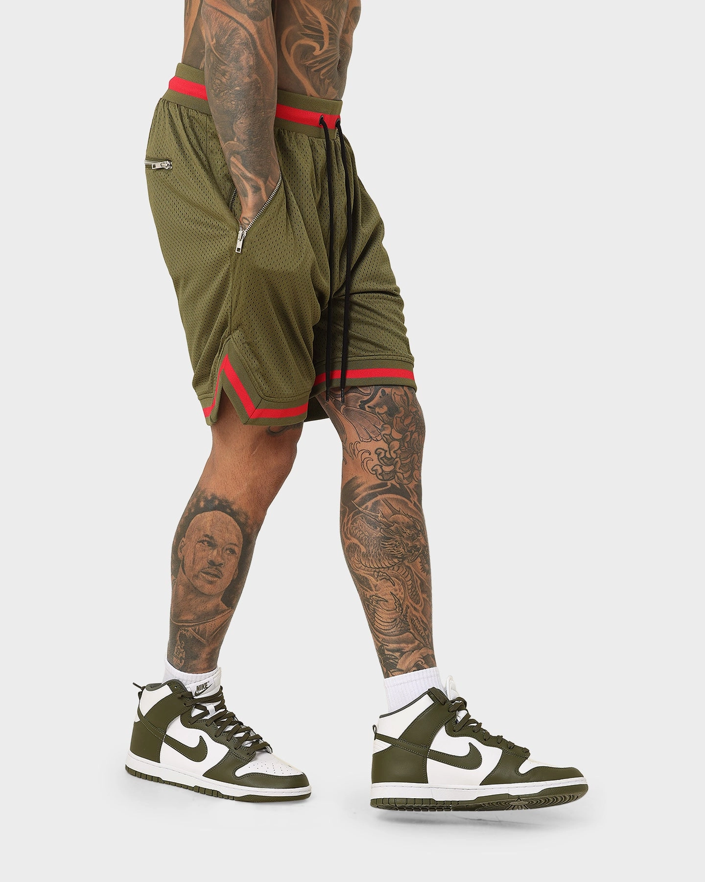Saint Morta Envogue All-Star Basketball Shorts Khaki/Red Chill Look Cool Comfort