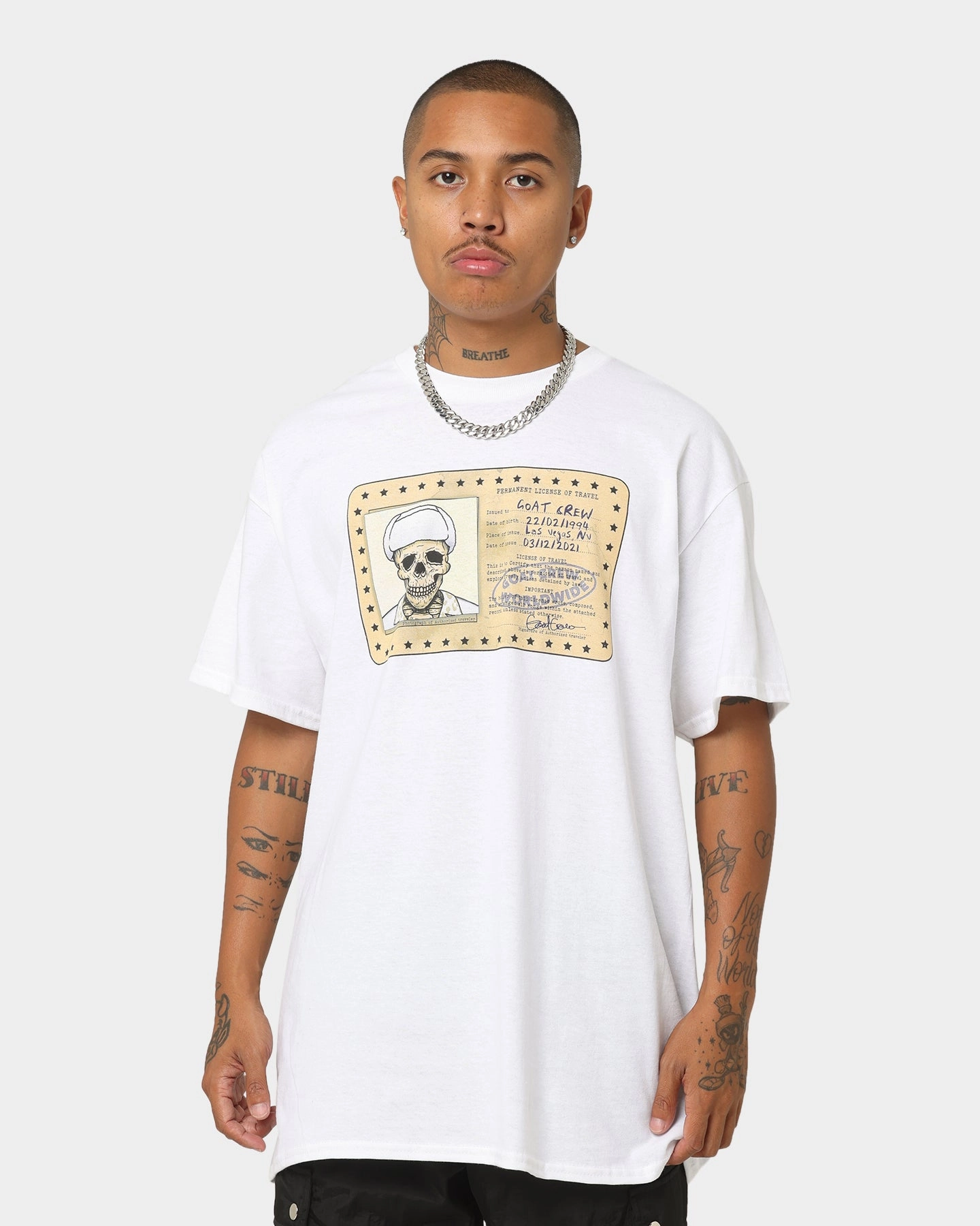 Relaxed fit wear Light Outfit Goat Crew License Vintage T-Shirt White