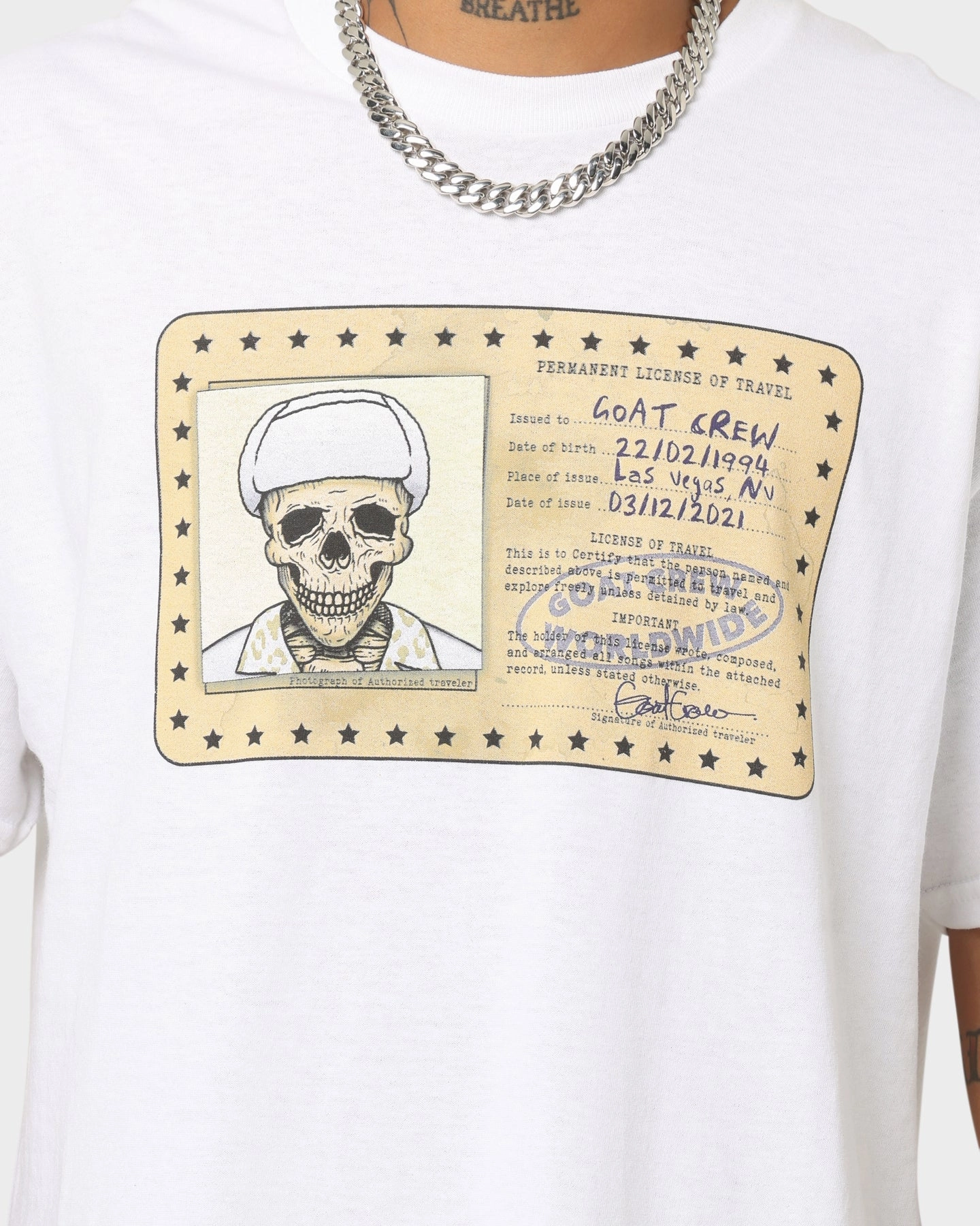 Essential Comfort Goat Crew License Vintage T-Shirt White