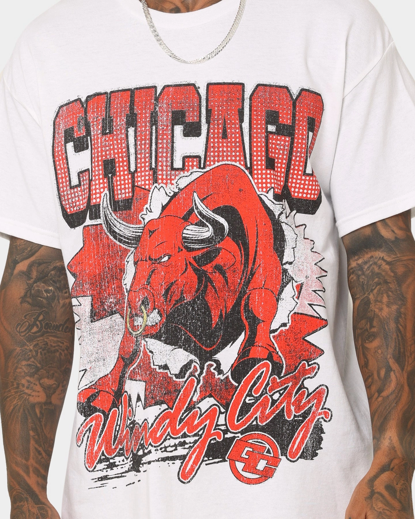 Relaxing Fit Goat Crew Raging Bull T-Shirt White