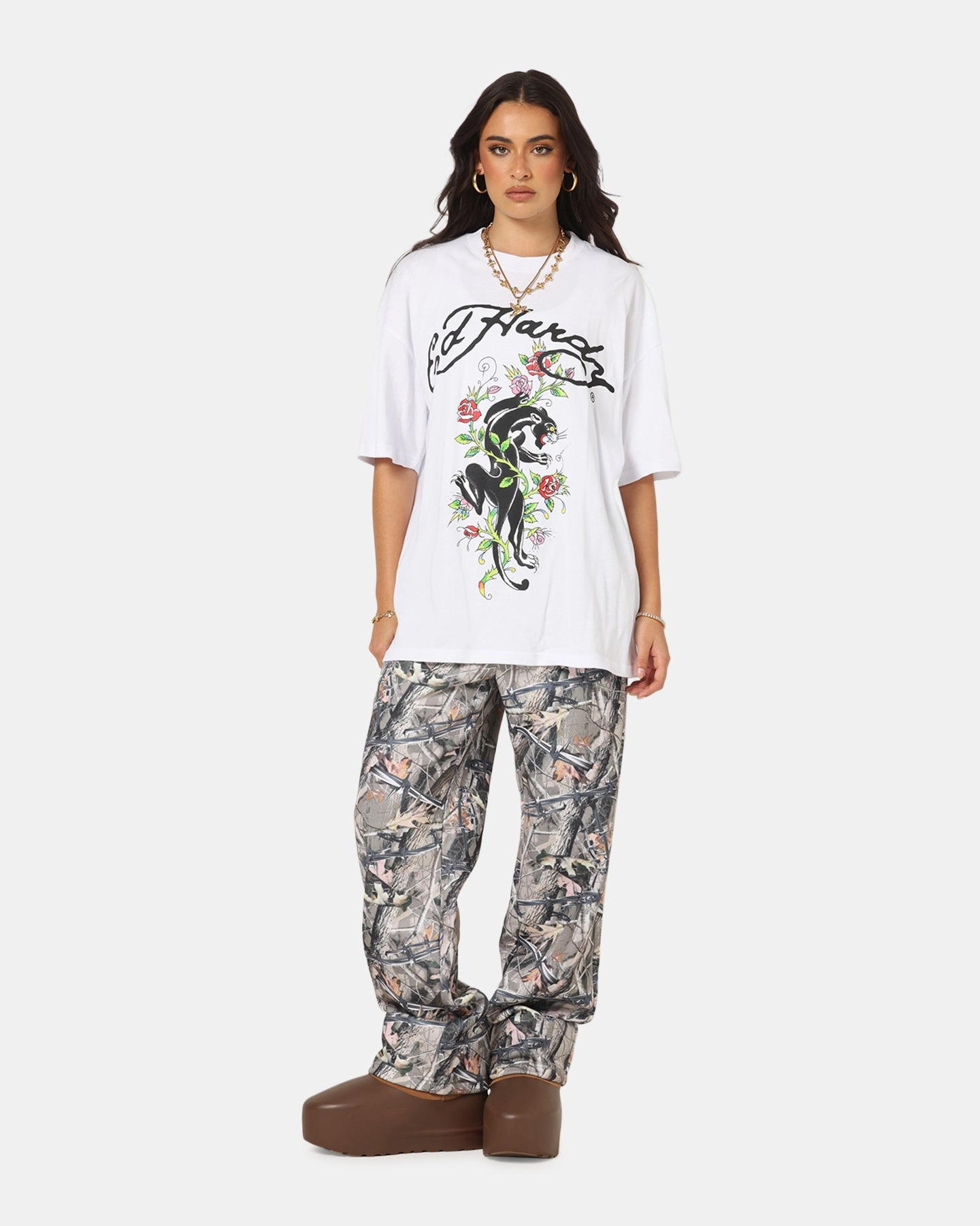 Ed Hardy Savage Bloom T-Shirt White Zero Waste Production Cozy and Light