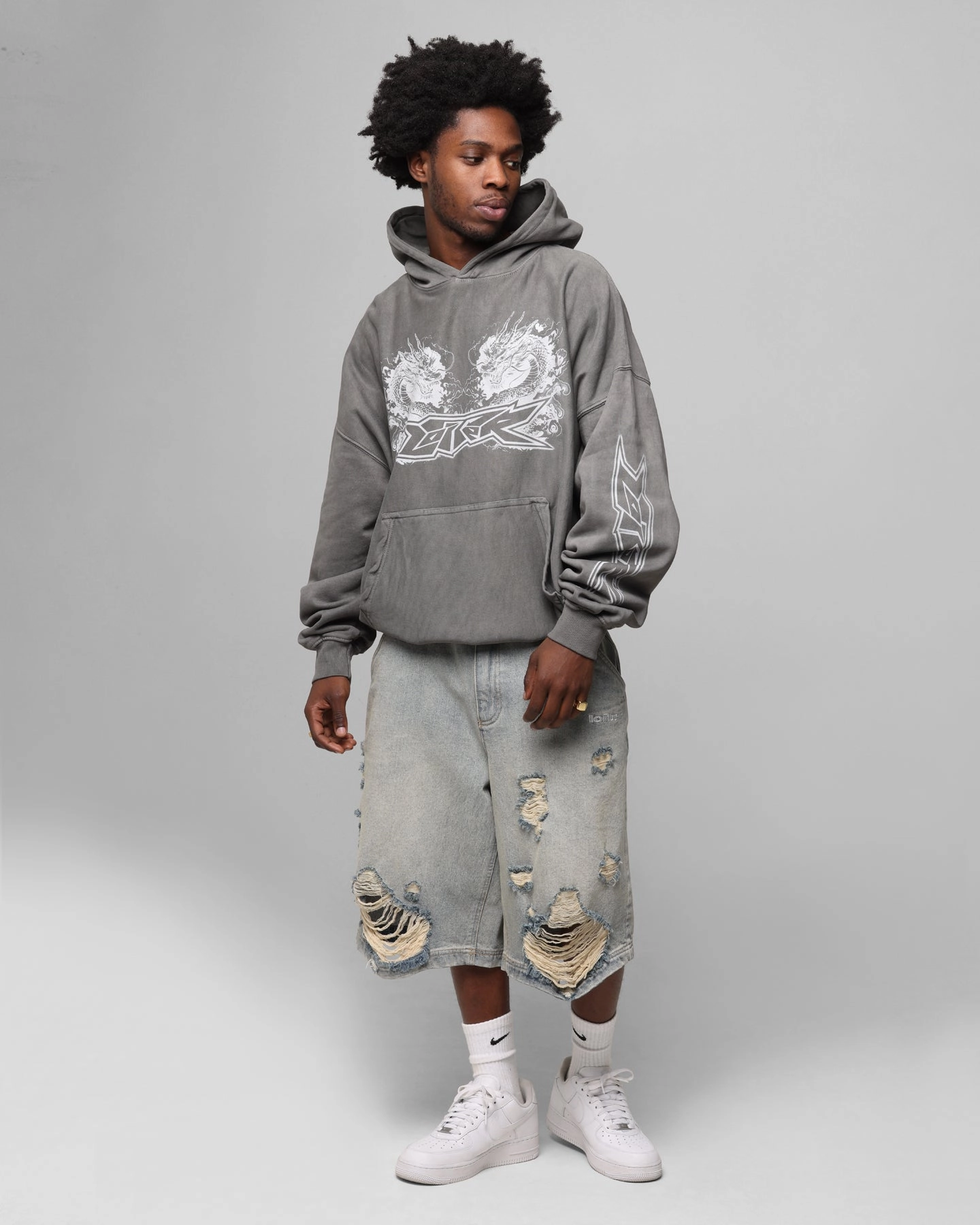 special forces Anti Chafe Technology Loiter Draco Born Hoodie Washed Charcoal